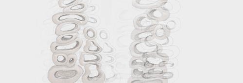 Zeichnung von Hohlkörpern, die turmartig aufeinandergeschichtet sind