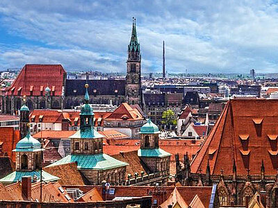 Stadtansicht über den Dächern von Nürnberg