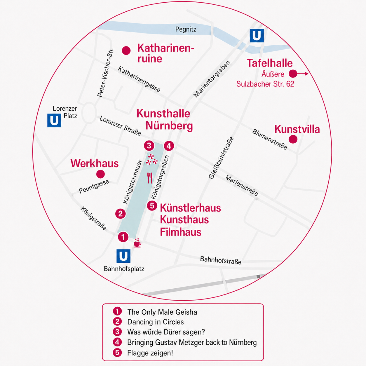 grafischer Lageplan der die Standorte der Kunstwerke zeigt